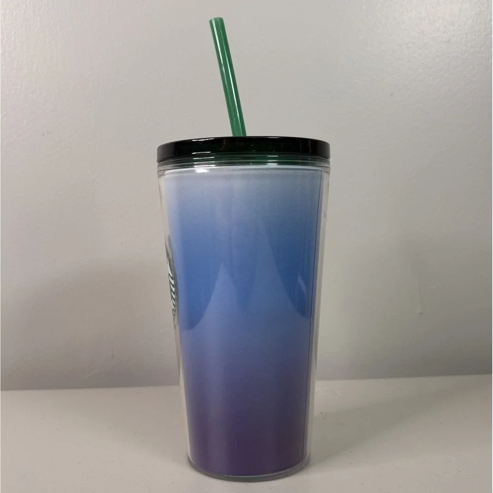 Starbucks 2021 Tumbler 16 Oz Blue Ombre Green Lid Straw Cup